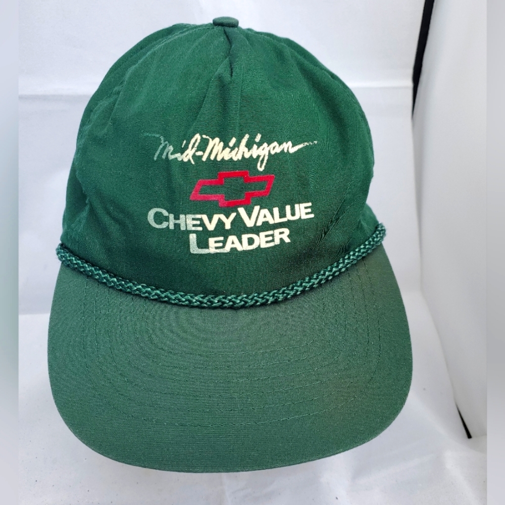 Chevy Dealer Hat Mid Michigan Value Leader Applegate Chevrolet Leather Strap Cap